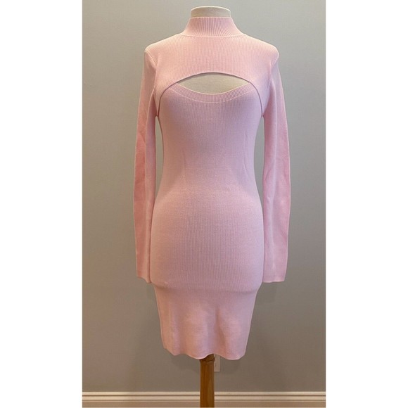 Bardot Rory Knit Dress in Sorbet Pink‎ Women's Large NWT - Picture 2 of 10